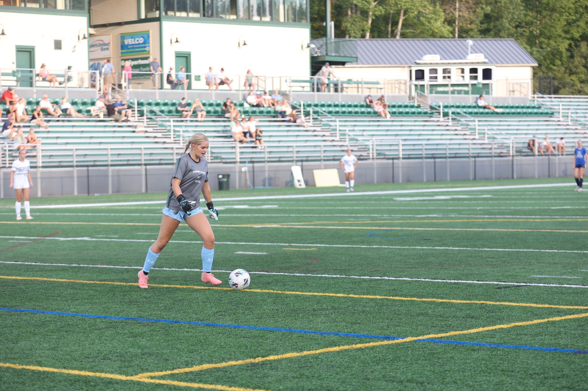 Julie Cooper defending the net