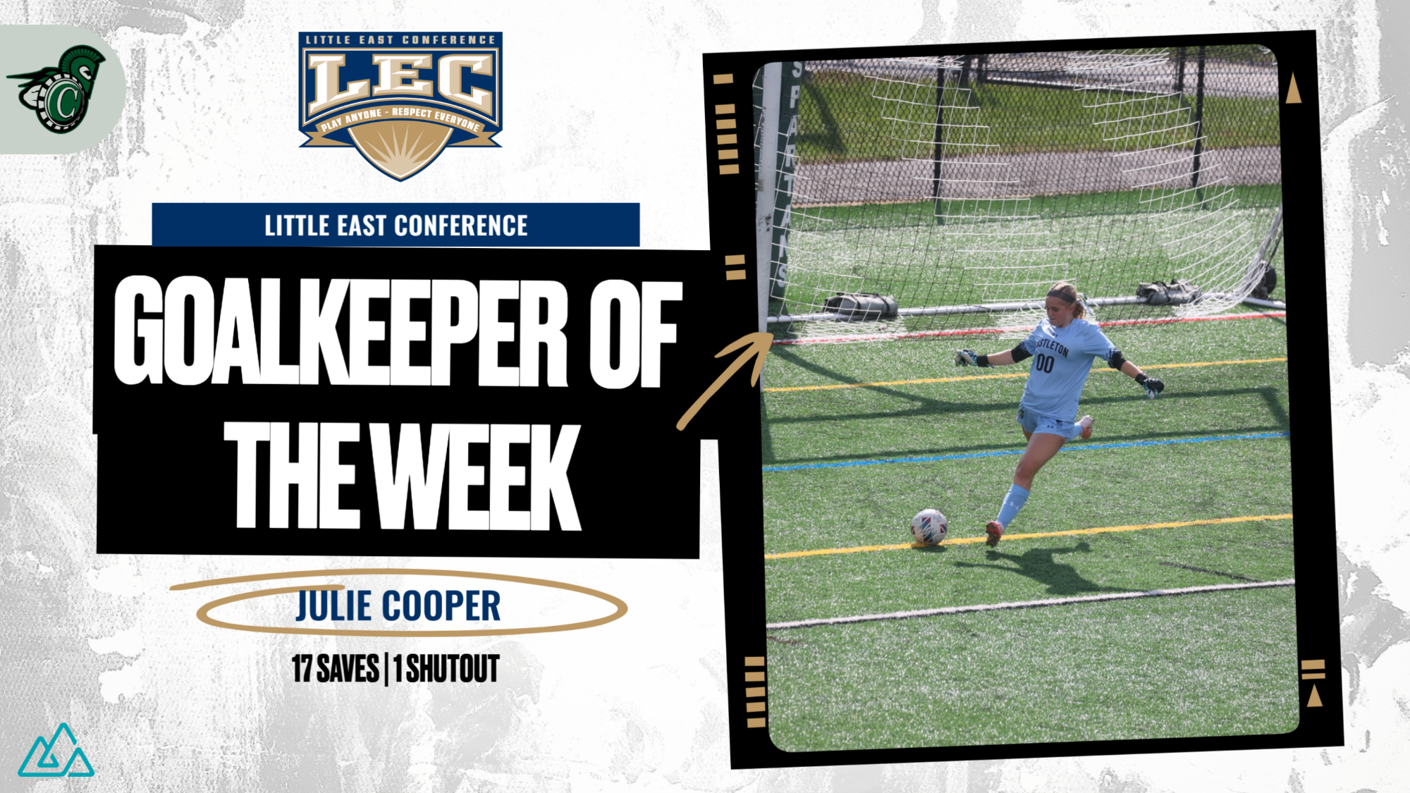 Julie Cooper earns LEC Goalkeeper of the Week Award after a 17 saves week and one shutout
