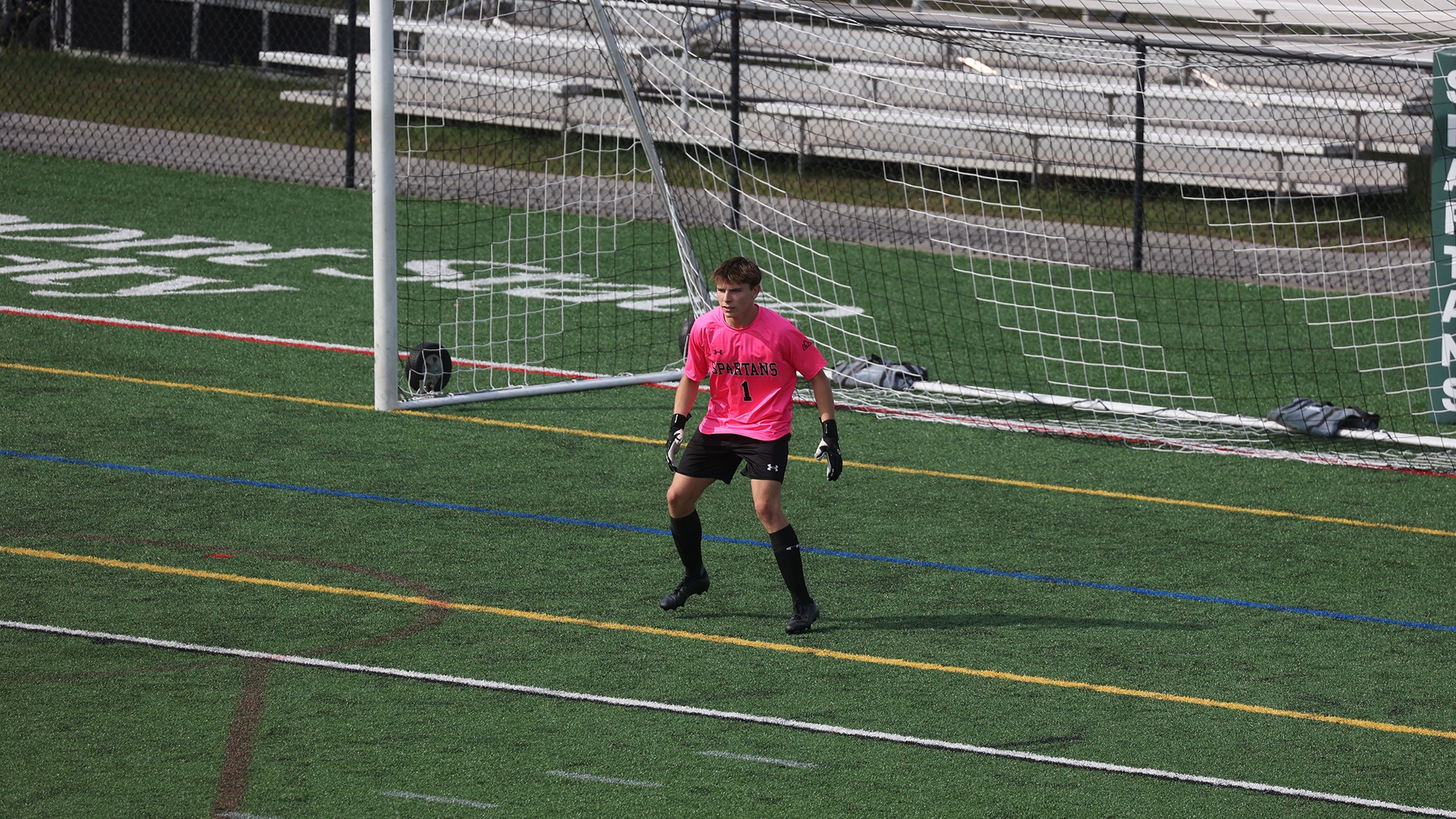 Xander Berthiaume protecting the net