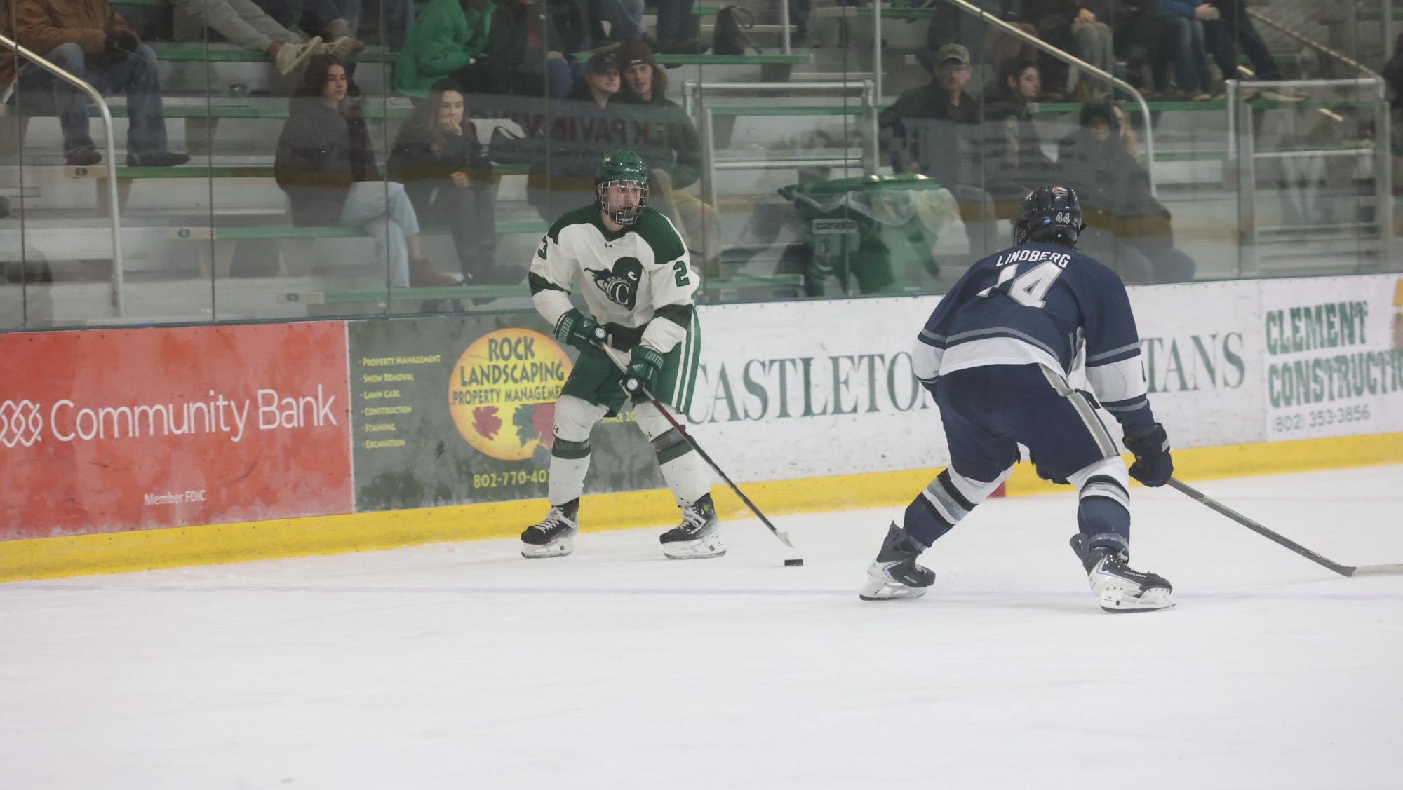 Linton enters zone with LVC skater playing defense