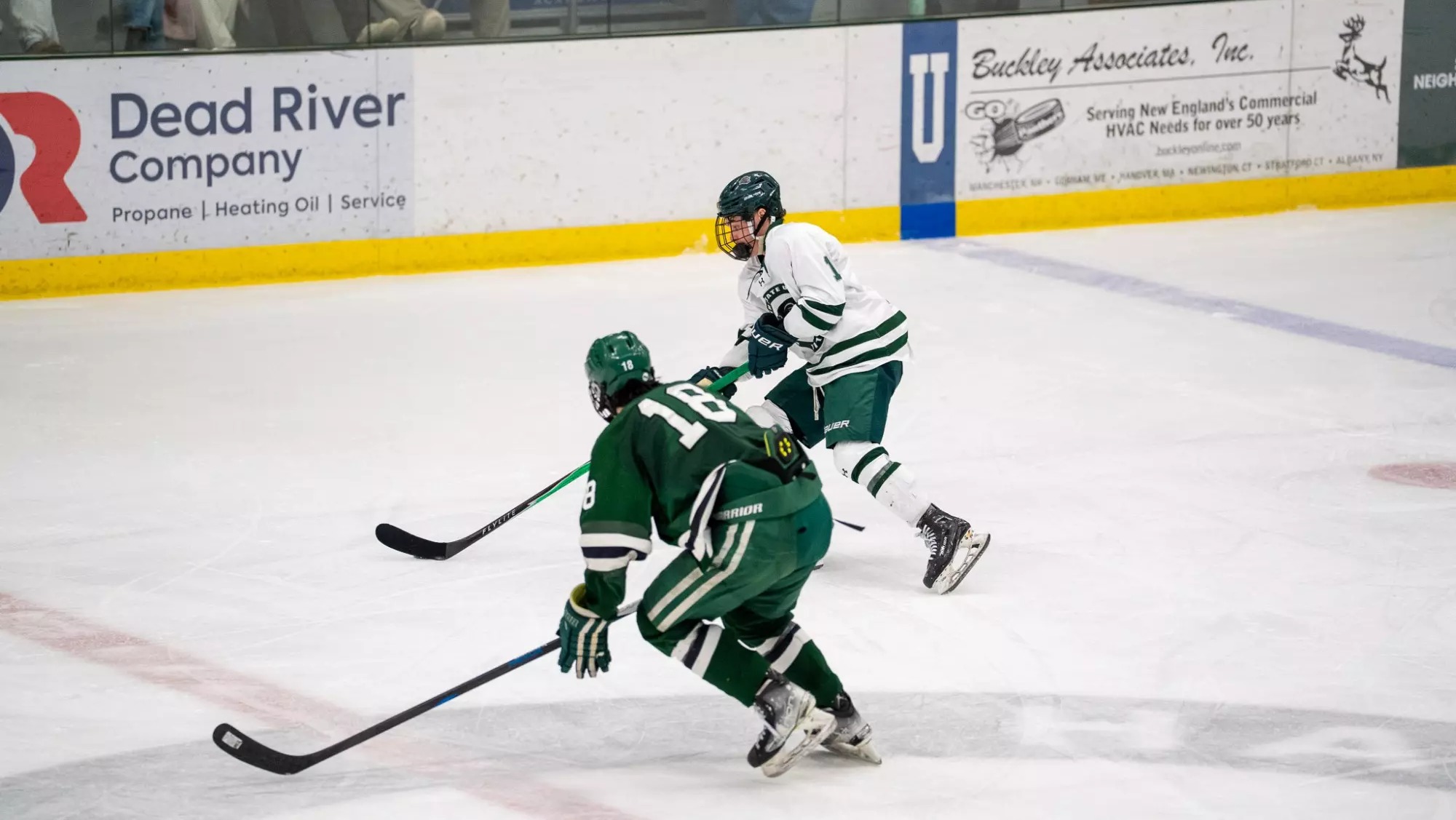 Emmett McHardy on defense vs Plymouth State