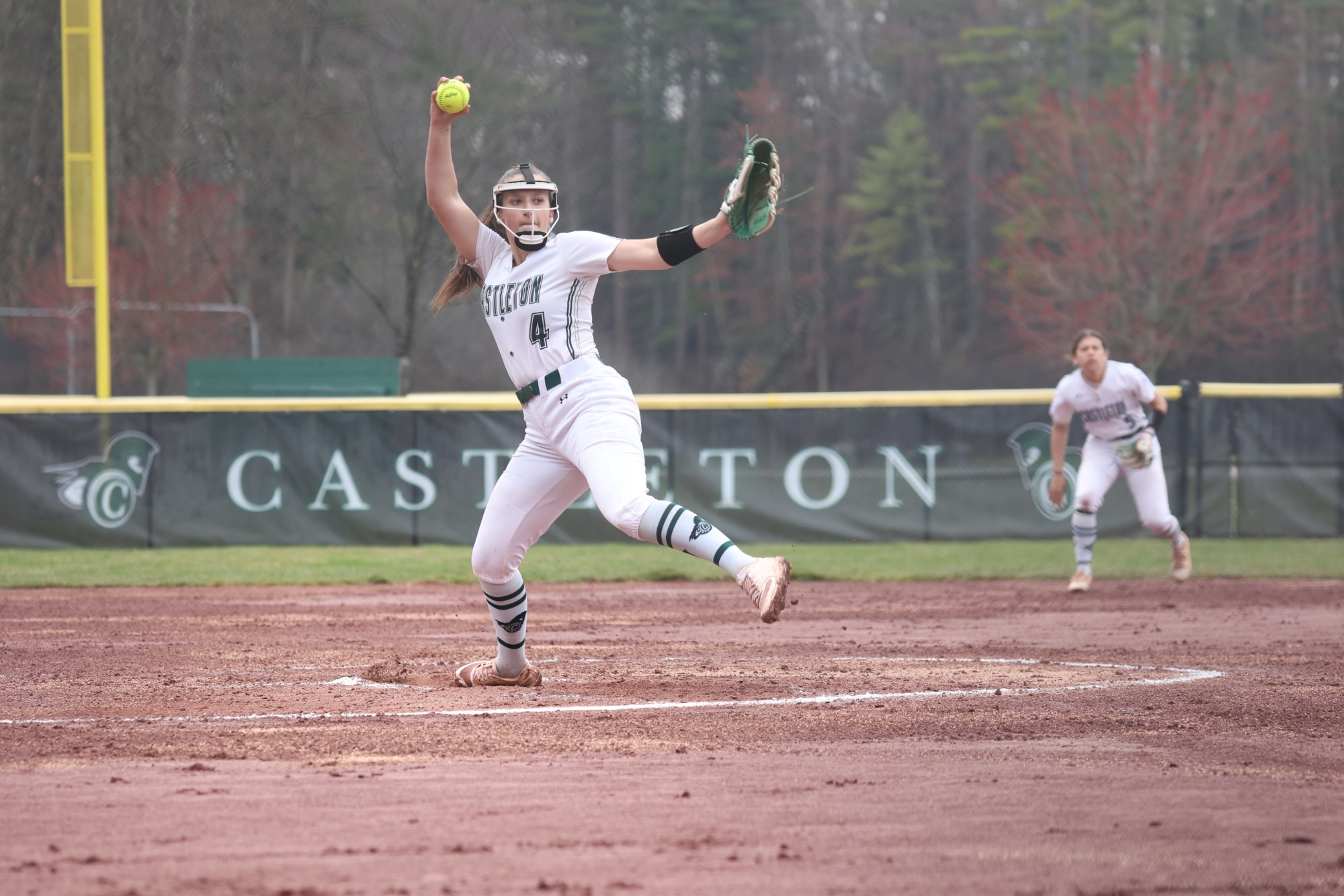 Madison Gould pitching at Castleton