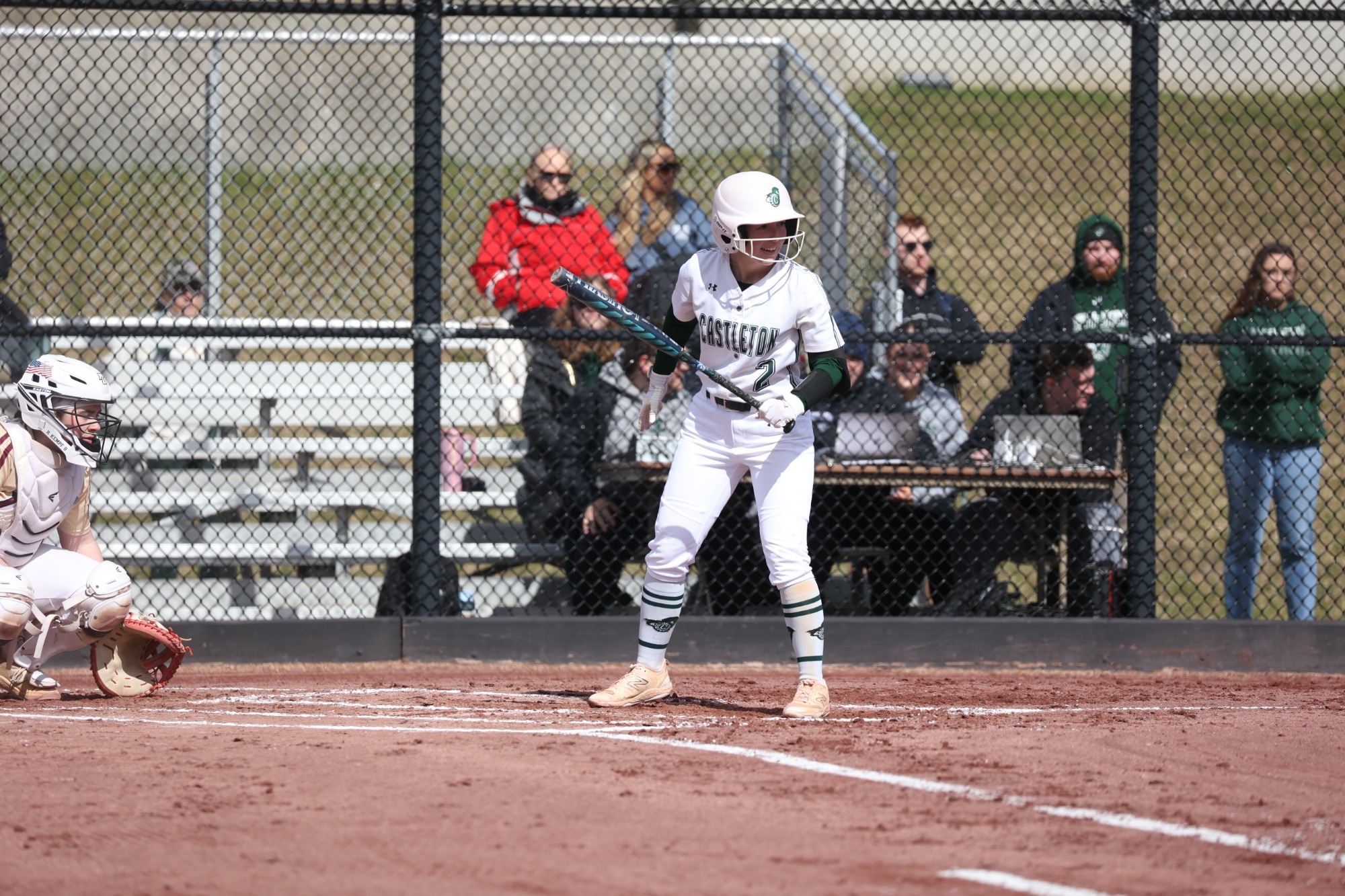 Abby Hacker up to bat at Castleton