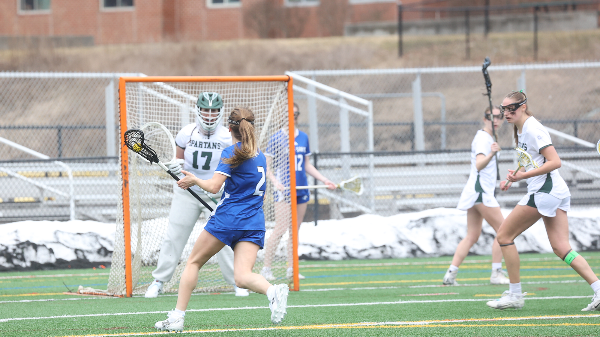 Samantha White preparing for shot against Colby-Sawyer