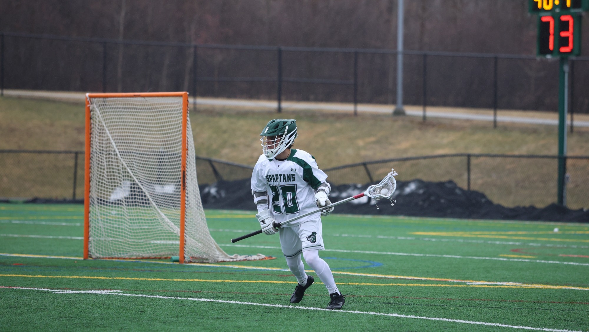 Asa Forbes by himself with ball