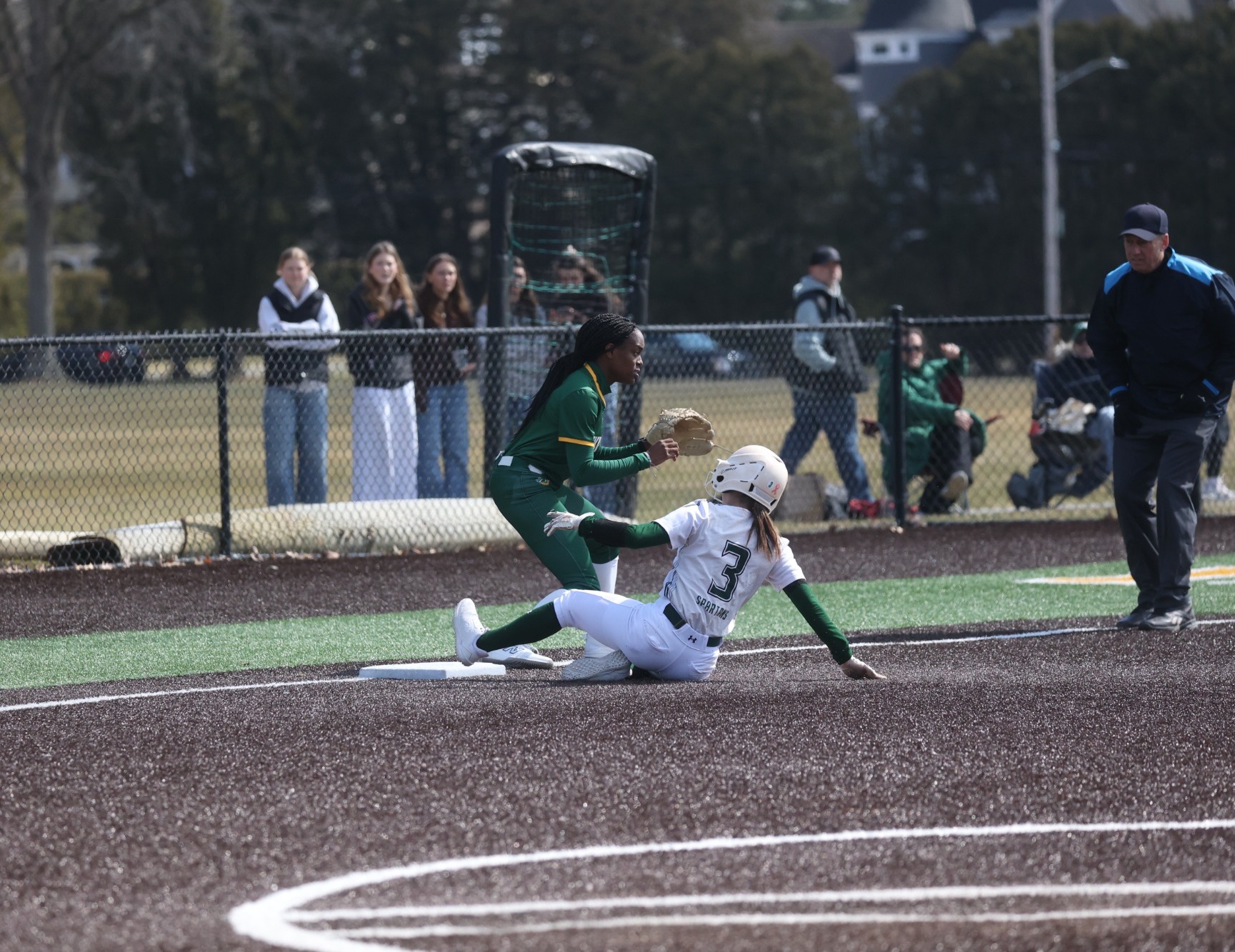 Jordan Hill sliding into third base