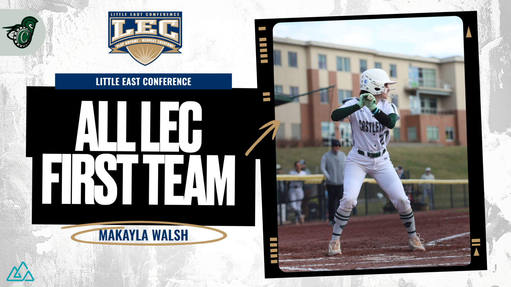 Graphic of Makayla Walsh getting All-LEC First Team honors