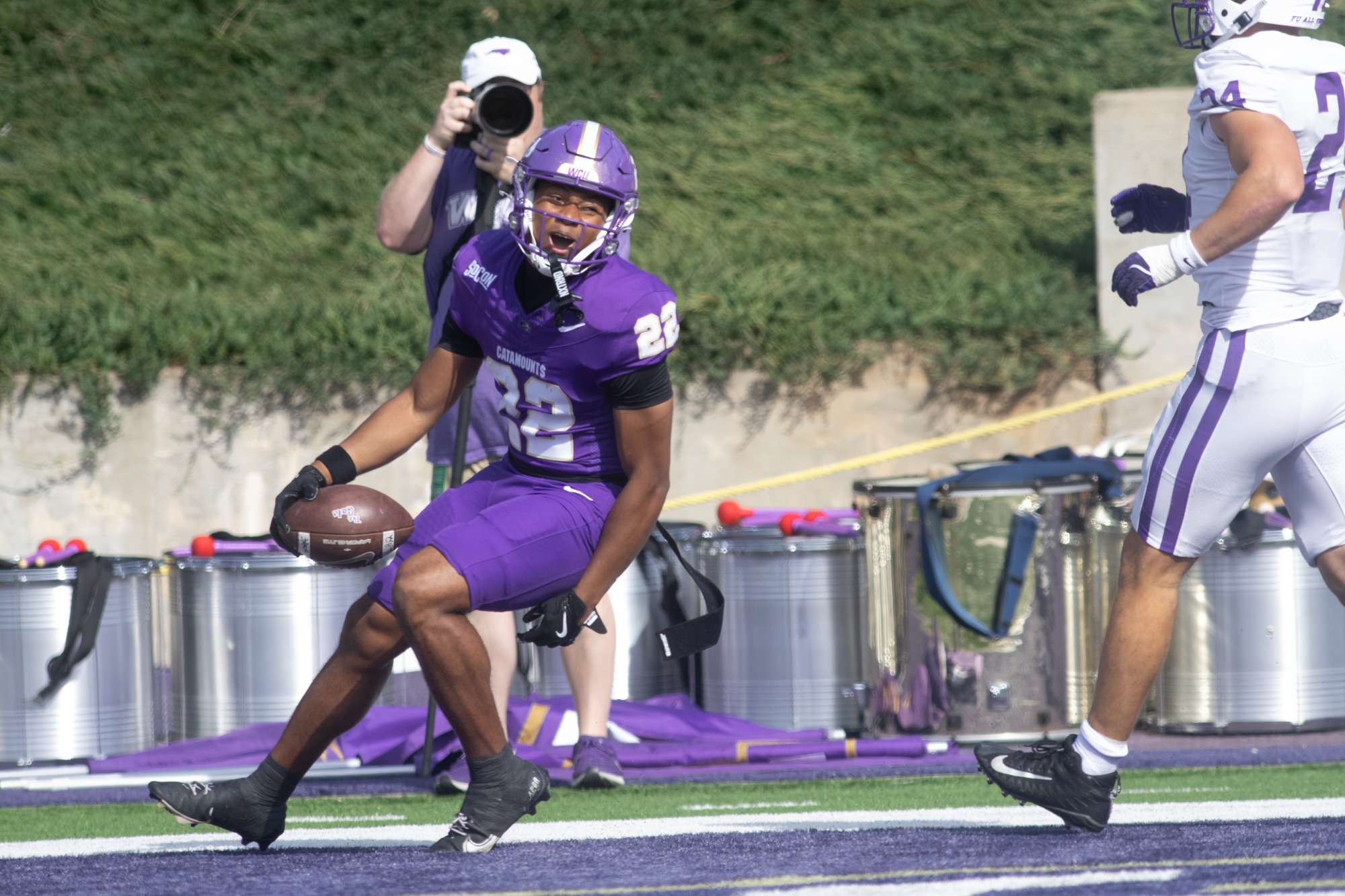 Freshman RB Josh Perry (22) made his collegiate debut on Saturday, rushing for 38 yards and catching his first career touchdown pass on his first career reception.