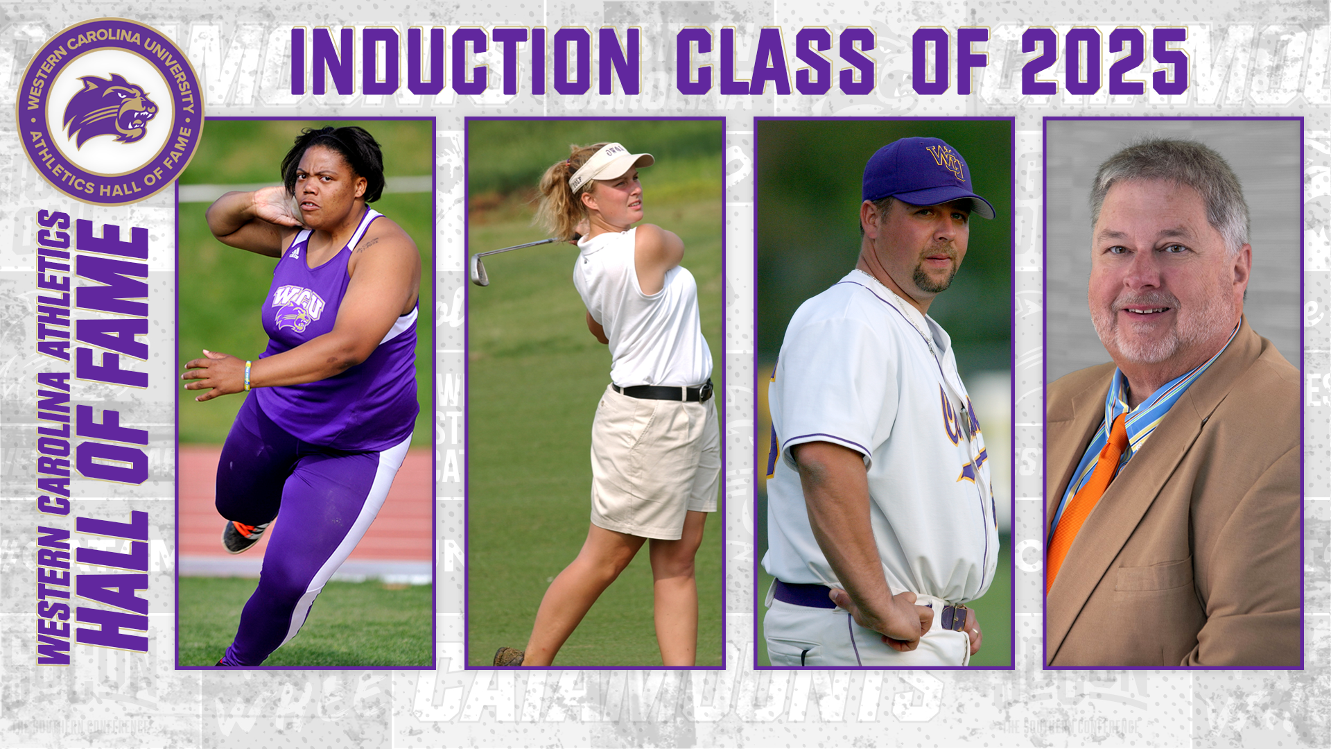 2025 Western Carolina Athletics Hall of Fame Induction Class - Alisha Bradshaw (track & field), Ashley Hovda Kress (women's golf) Todd Raleigh (baseball), and Lonnie Ray 