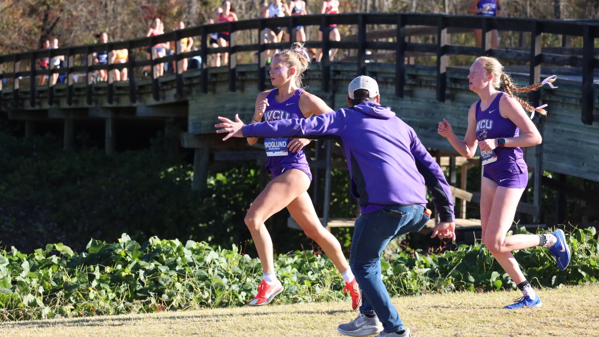 Peyton Skoglund and Katherine Hopkins at 2025 SoCon XC Championships