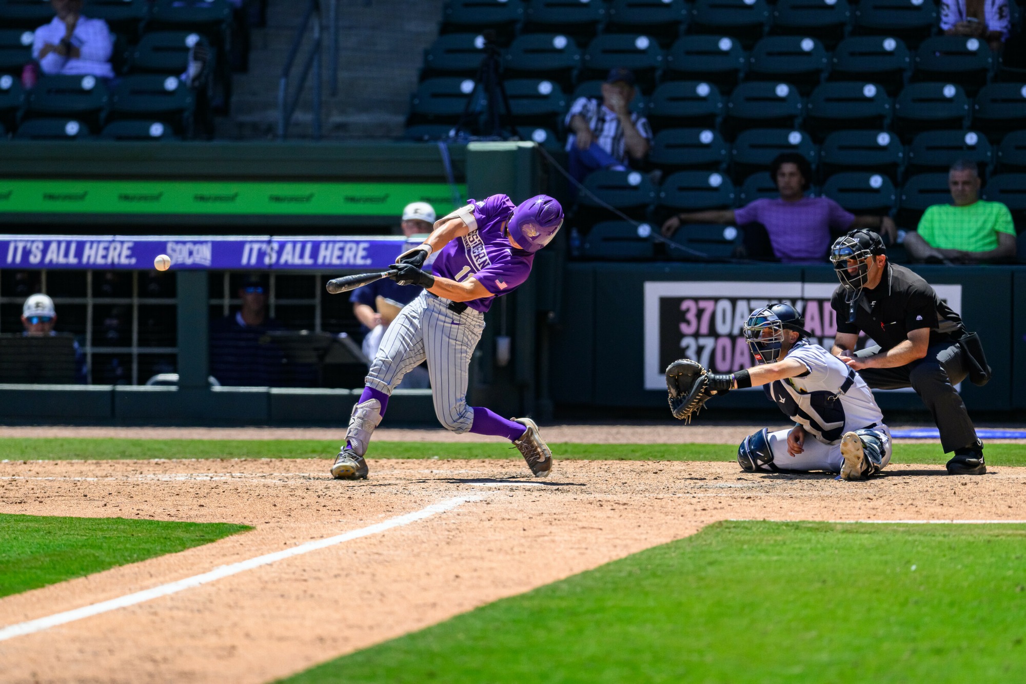 Cole Jones (11) delivered a pinch-hit single to right field as the Catamounts loaded the bases late against ETSU.