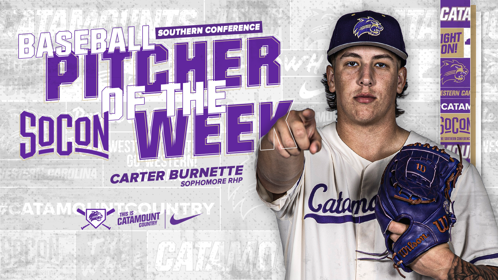 2026 - BASE - Carter Burnette - SoCon Pitcher of the Week - FRONT