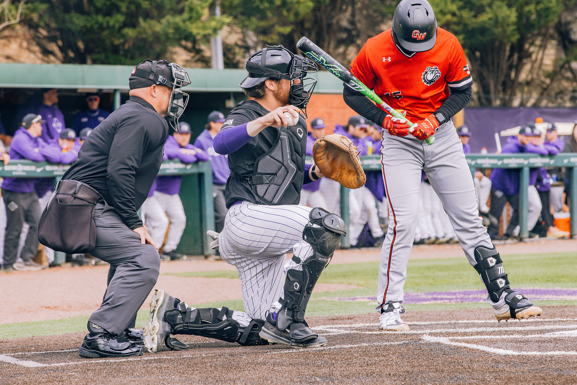 Noah Quarless behind the plate against Gardner-Webb on Wednesday in nonconference action.