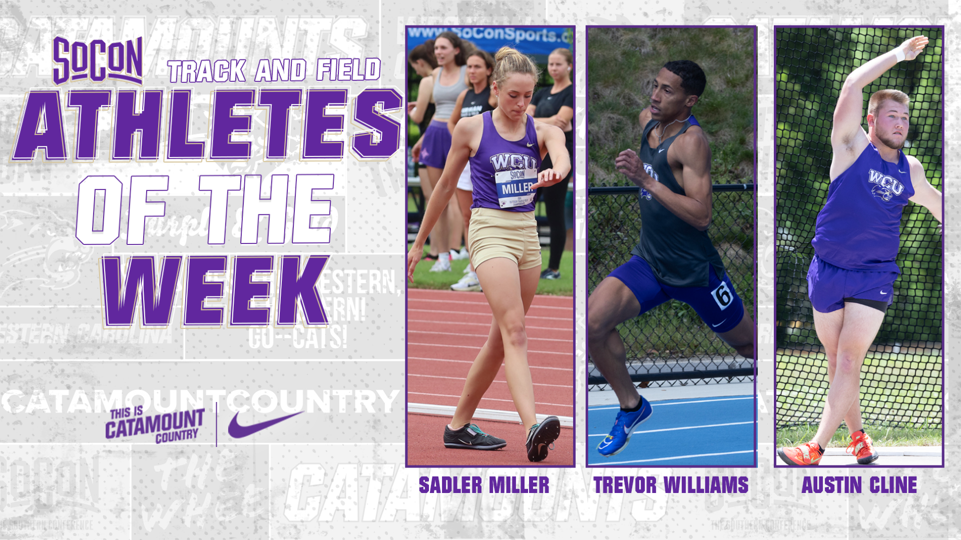Miller, Williams, and Cline SoCon Athlete of the Week