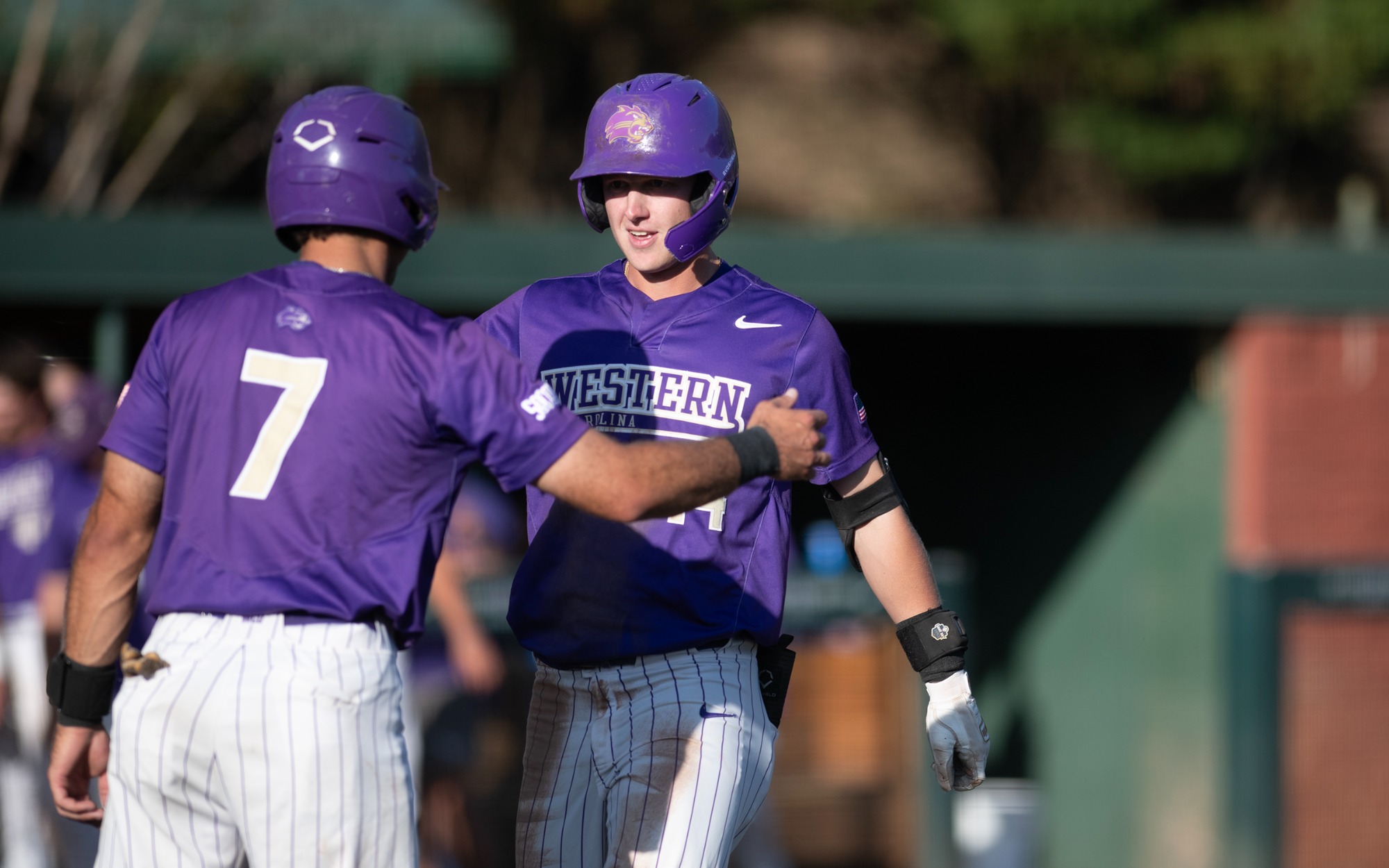 Mason Holton celebrates his two-run home run, part of a five RBI effort in Tuesday's 14-4 win over Appalachian State in seven innings.