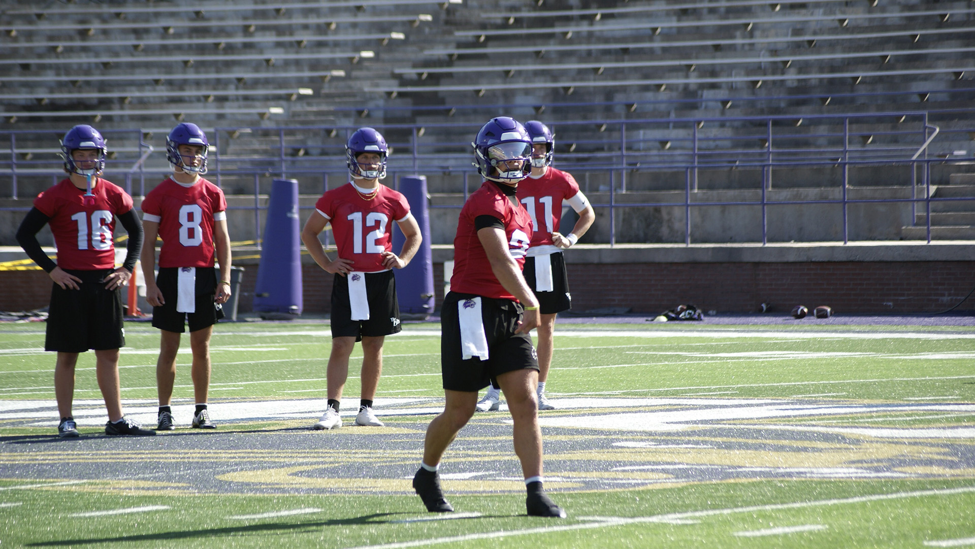 Six quarterbacks combined for action in Thursday's first practice session in Cullowhee.