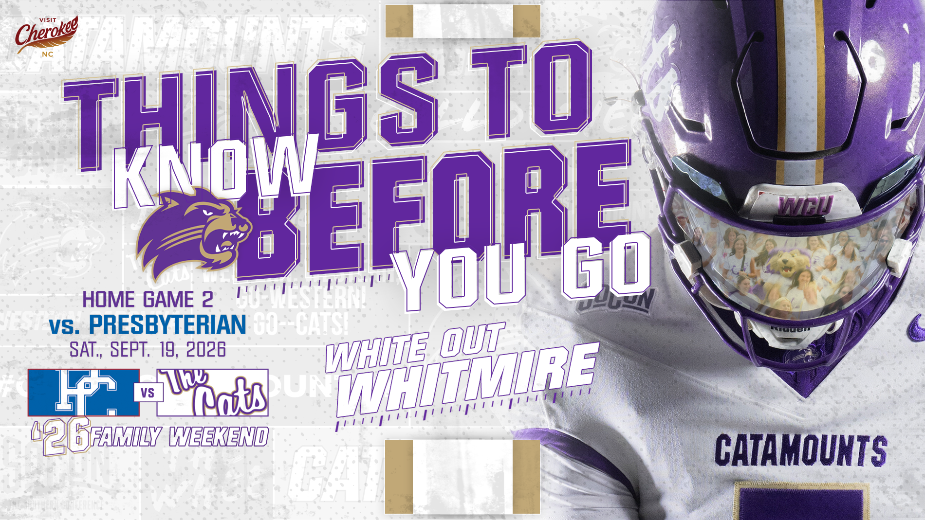 Things to Know Before You Go - White Out Whitmire - vs. Presbyterian - FRONT
