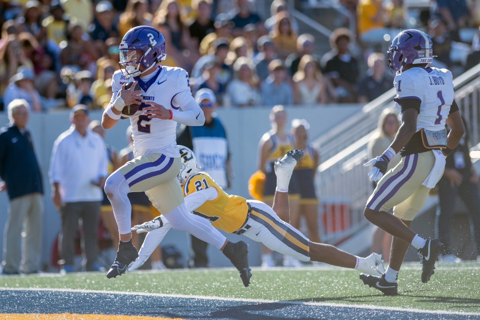 Quarterback Lex Thomas accounted for 215 total yards, including 163 yards passing and 52 rushing yards with three touchdowns in Saturday's SoCon road loss at ETSU.