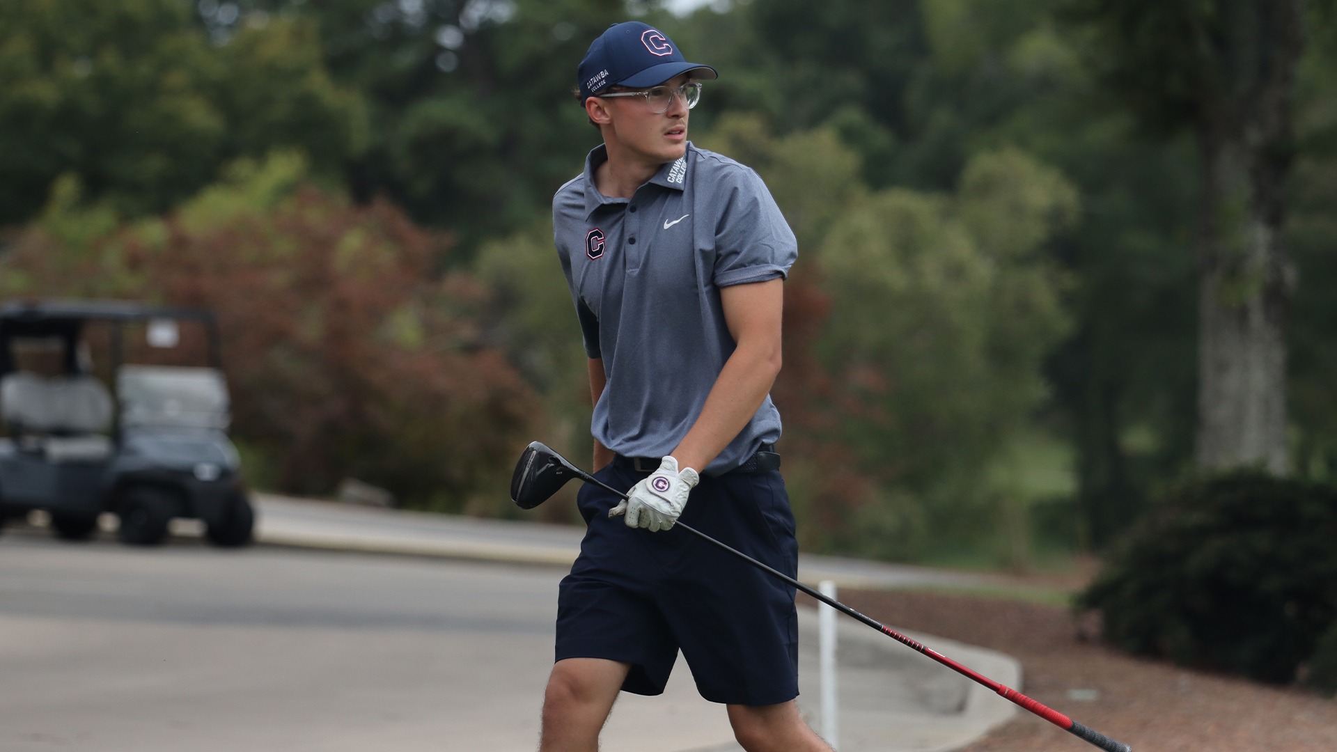 Maxence Bonnet watching his tee shot at The Rendleman