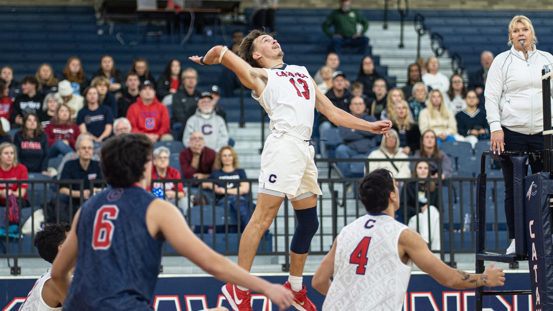 Justin Arrowood rising for an attack against Lees-McRae