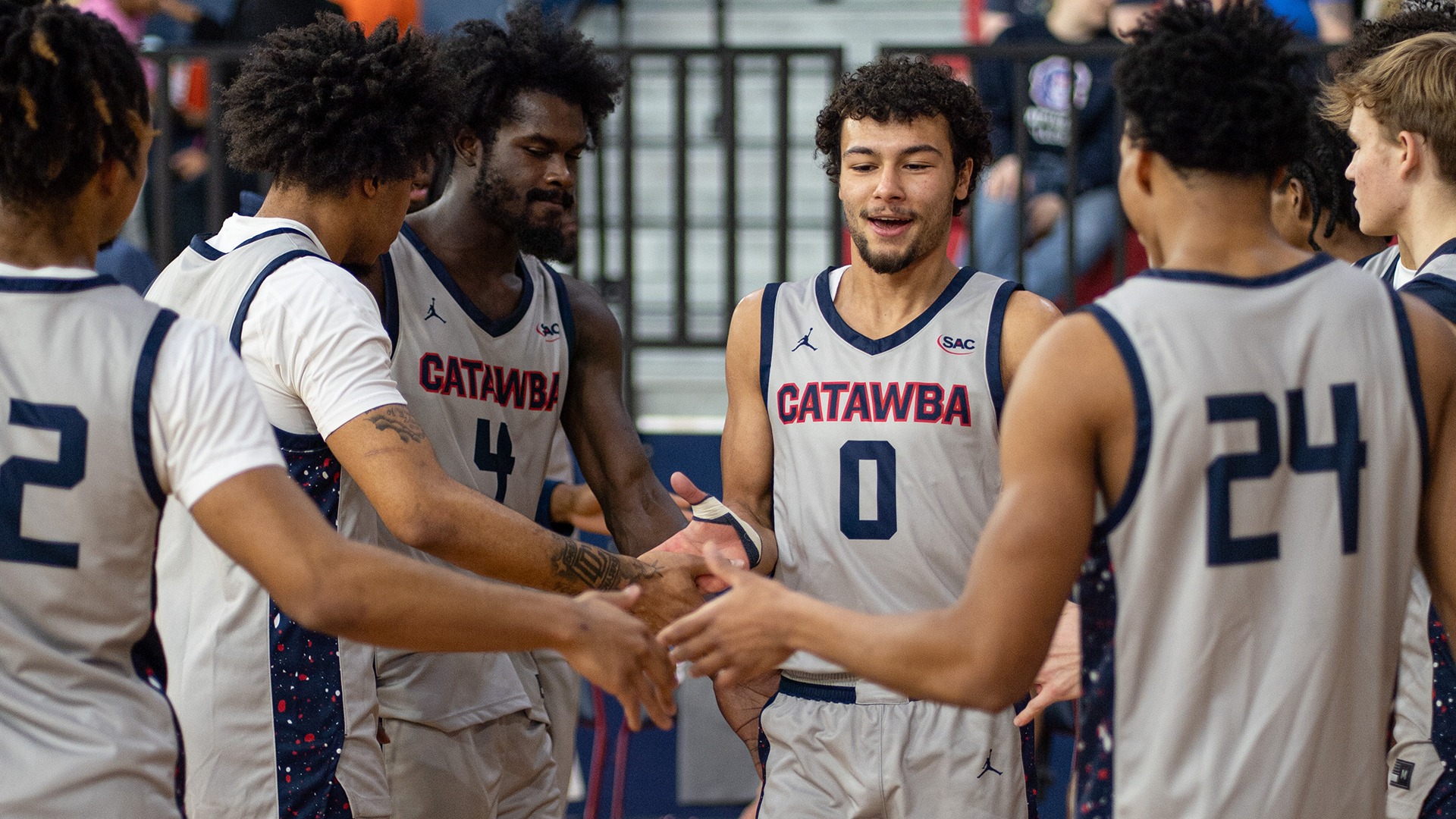 Chase Daniel greeting teammates during pregame introductions