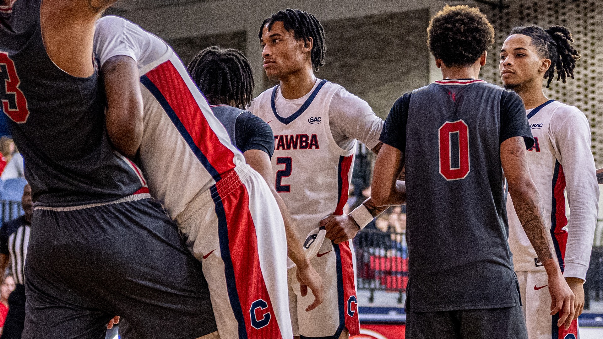 Jordan Simpson waiting for an inbounds play against Newberry