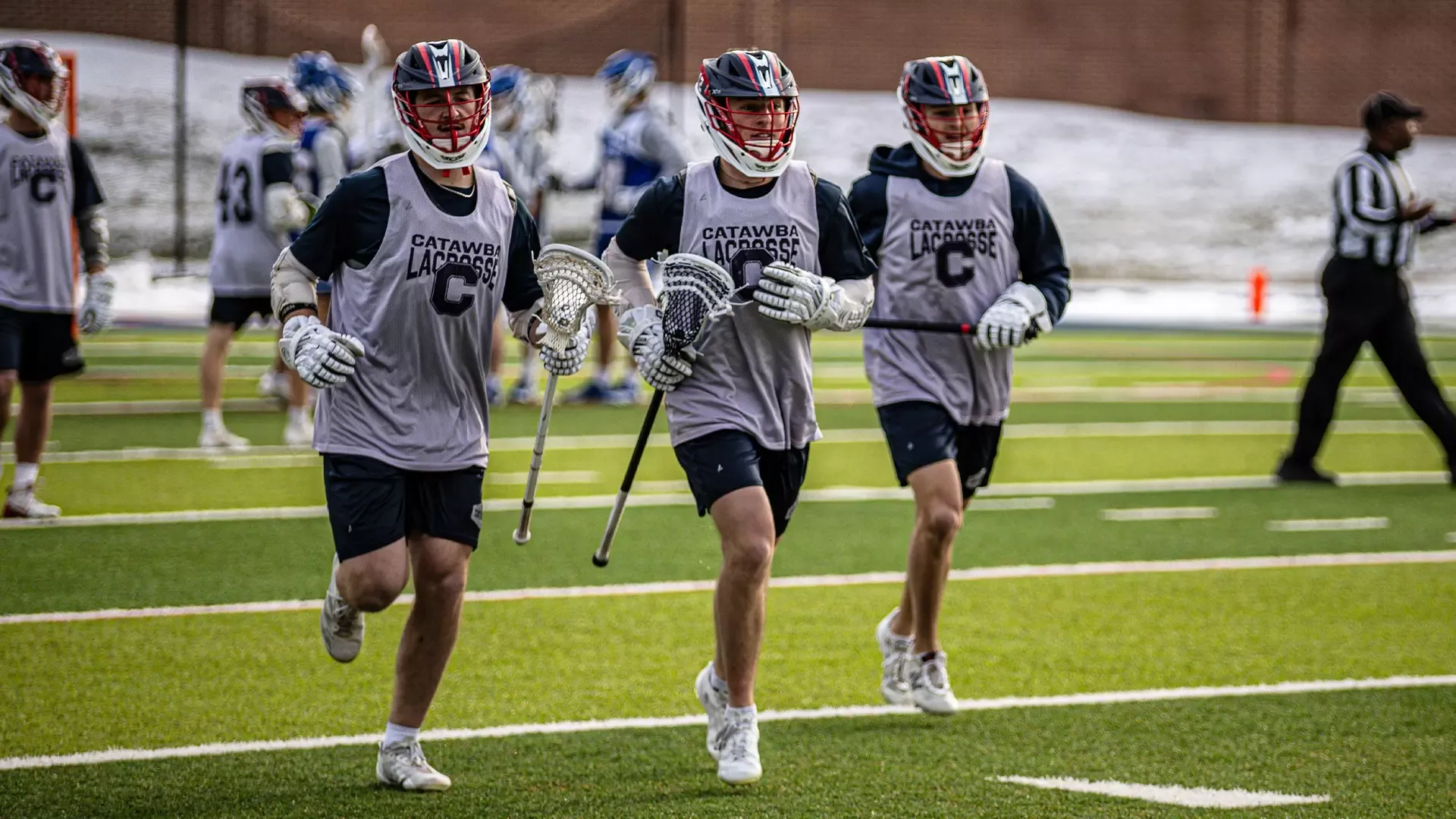 Men's Lacrosse players during the scrimmage against Lander