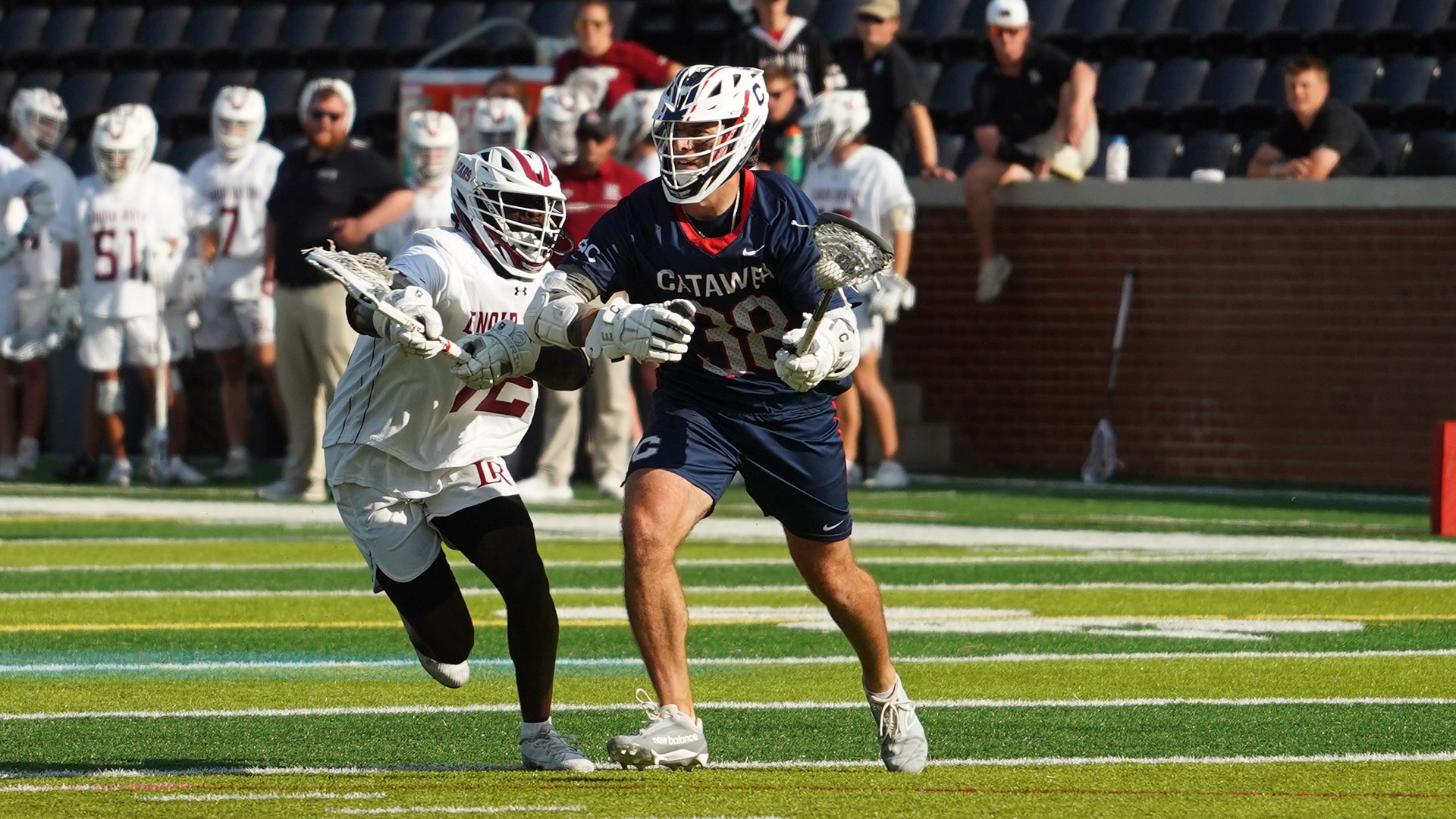 Jack Mercer fighting against a Lenoir-Rhyne defender