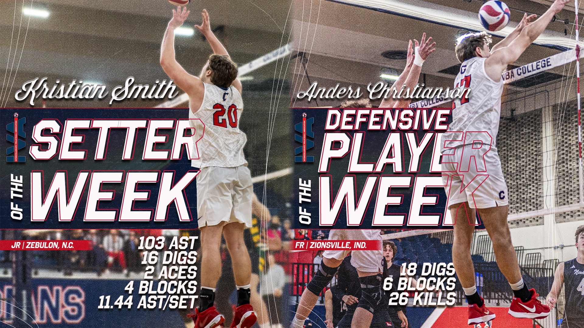 Kristian Smith, Anders Christianson named IVA Players of the Week