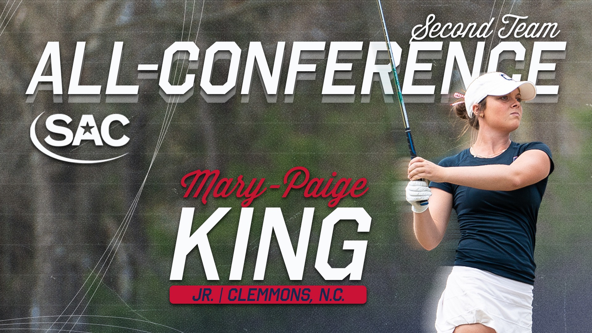 Graphic honoring Mary-Paige King as an All-SAC Second Team honoree