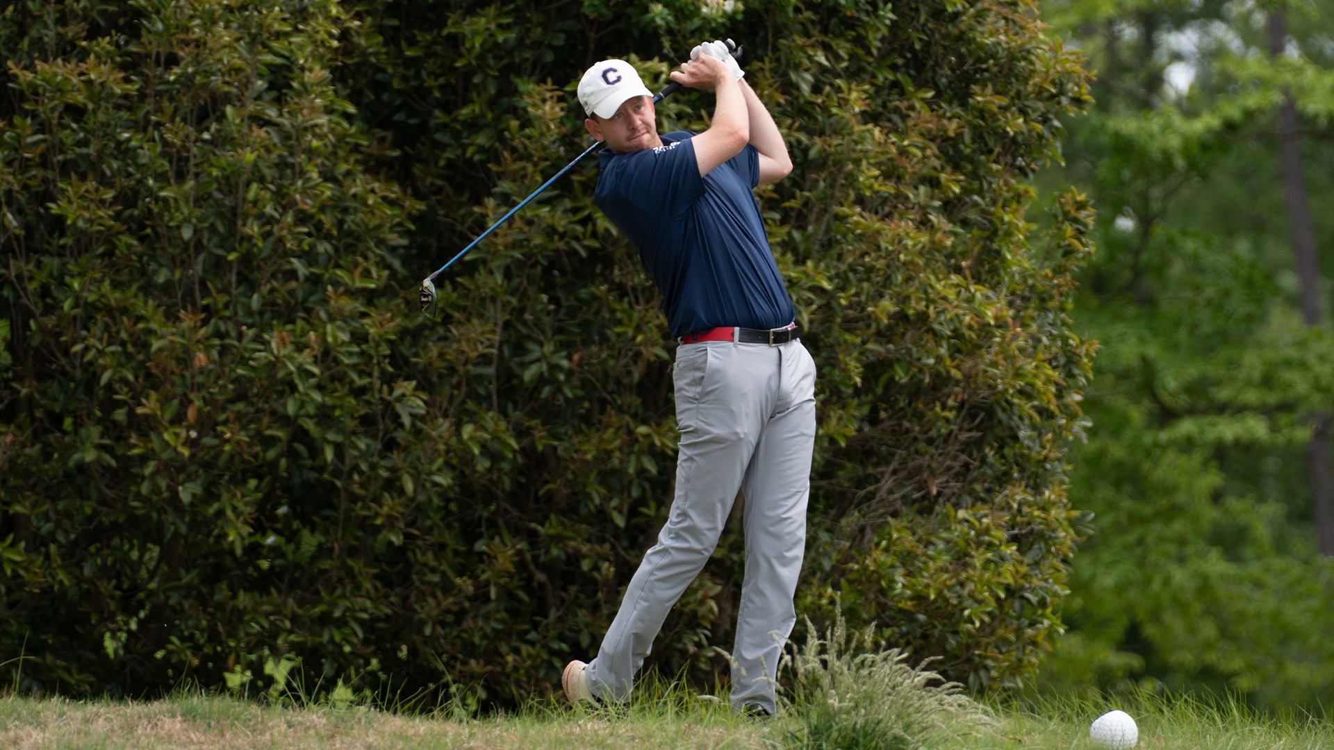 Allan Lockwood following through on a tee shot at the SAC Championship