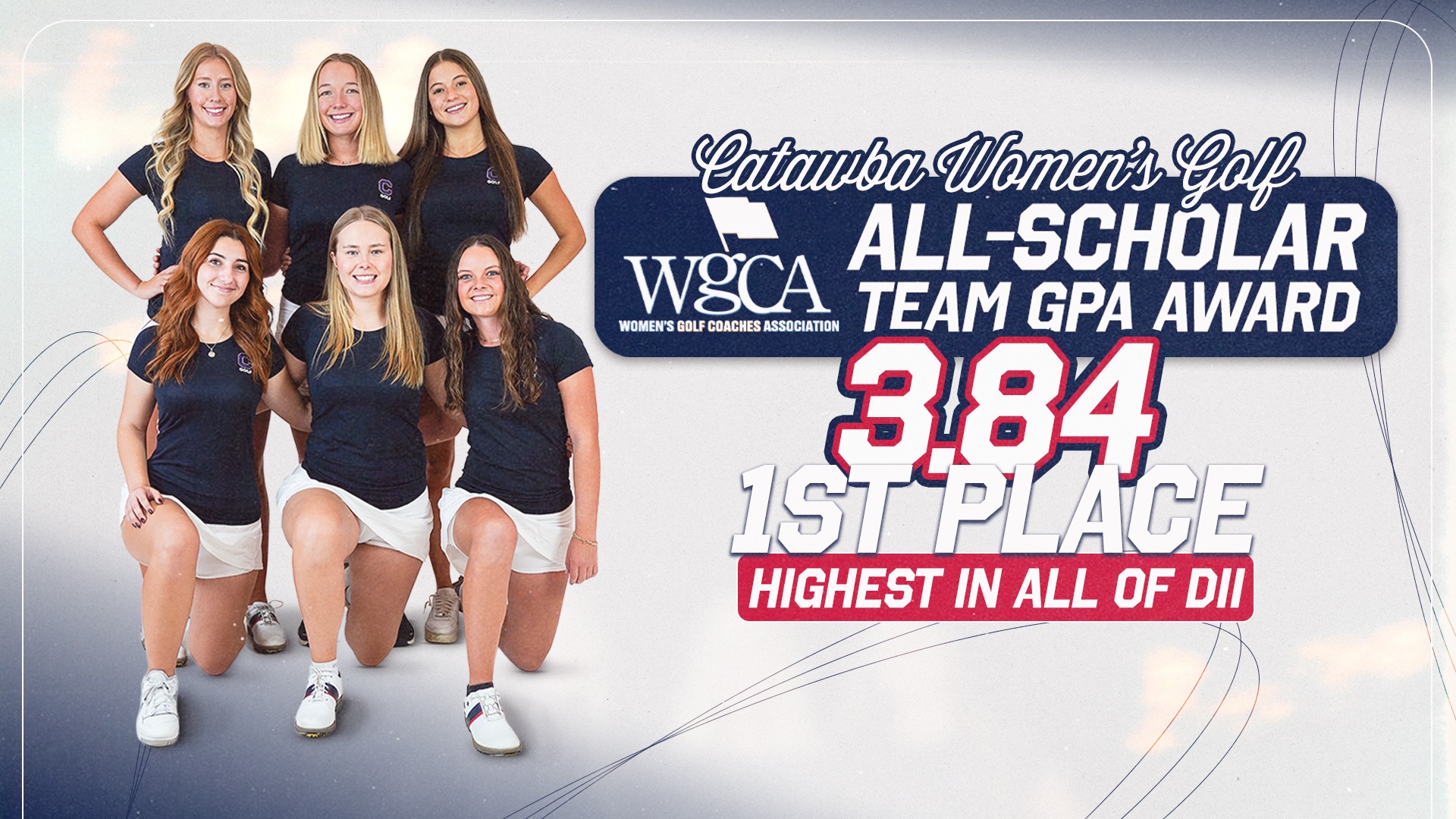 Graphic honoring Catawba's WGCA All-Scholar Team GPA Award selection
