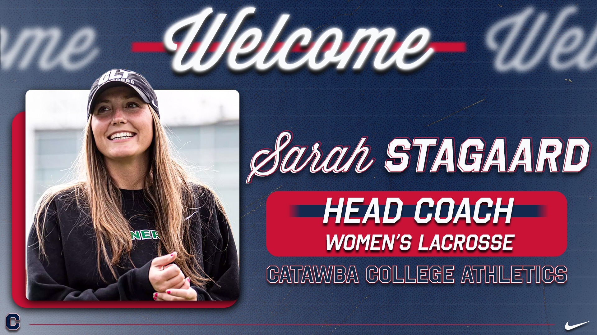 Graphic announcing the hiring of Sarah Stagaard as head coach of Catawba Women's Lacrosse