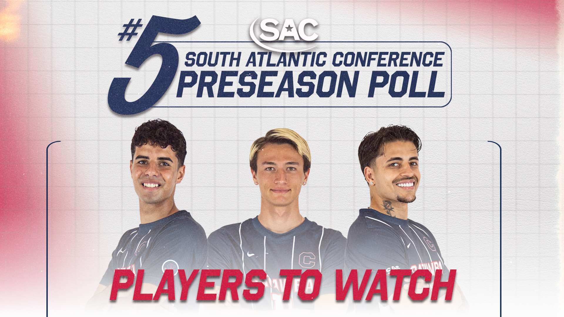 Graphic noting Catawba MSOC's No. 5 position in the SAC Preseason Poll