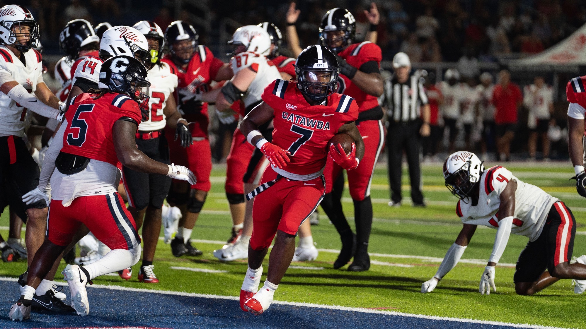 Saeed St. Fleur scoring a touchdown against North Greenville