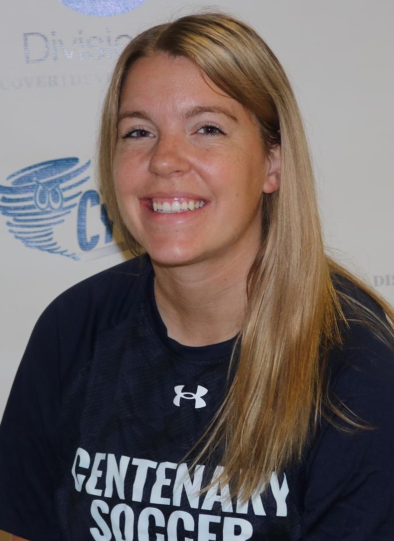 Jill Pullis (head and shoulders mug shot in a blue shirt that says Centenary women's soccer)