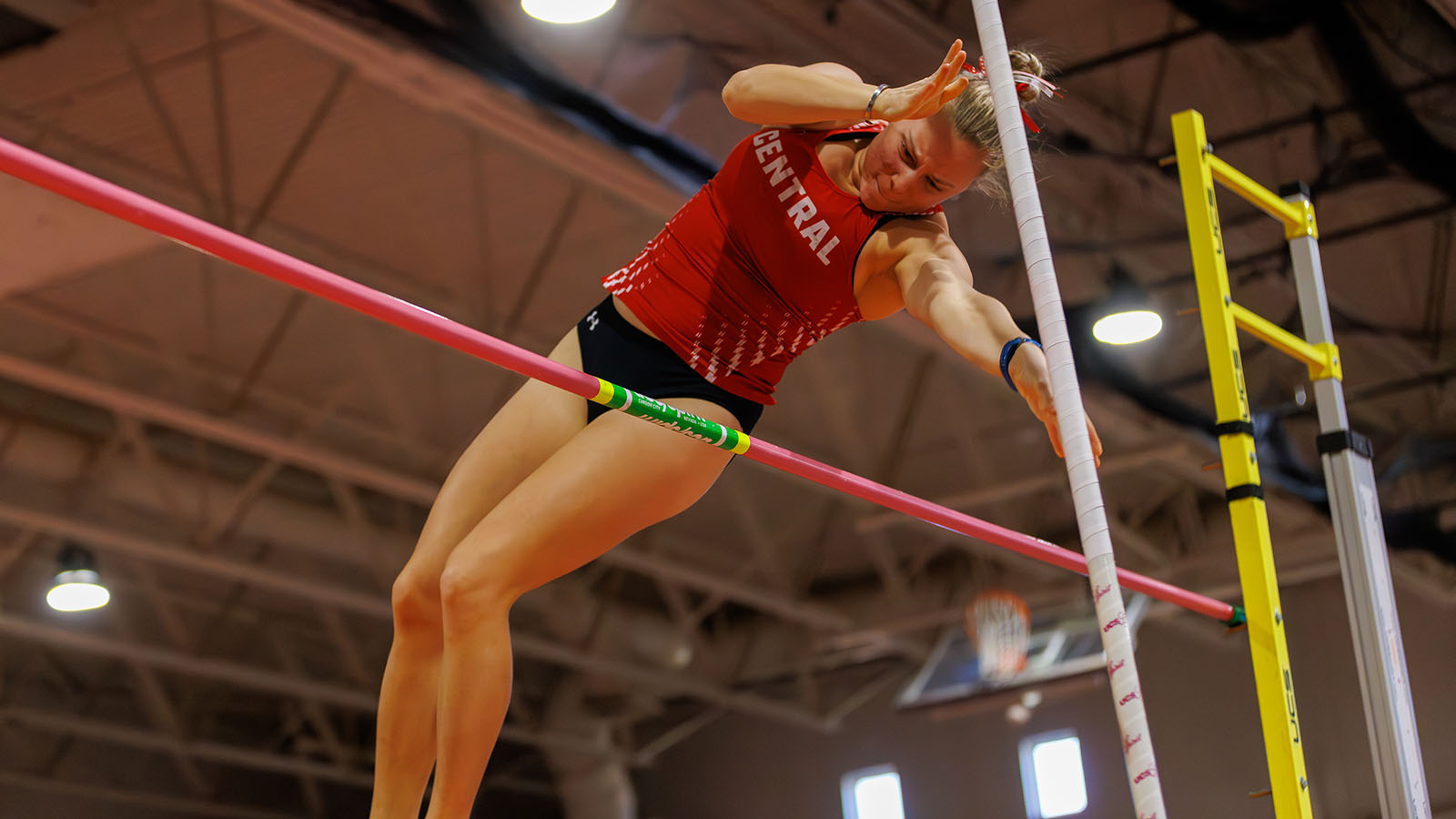 Leah Howard vaulting over the bar