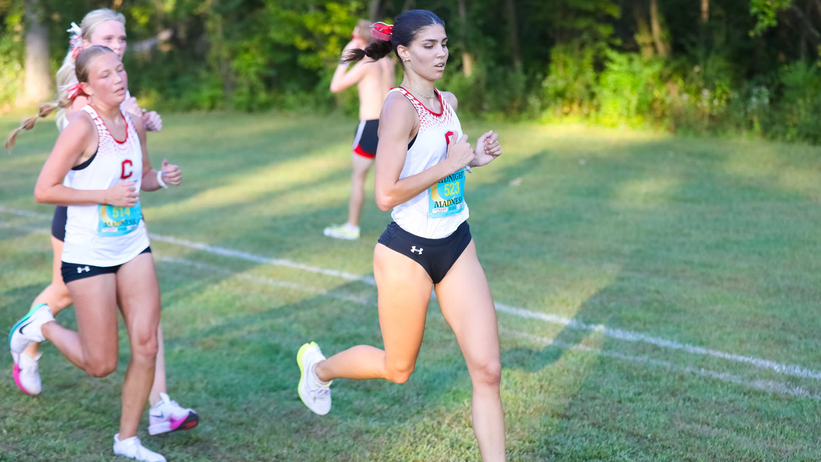 Peyton Steffen starts to run a hill
