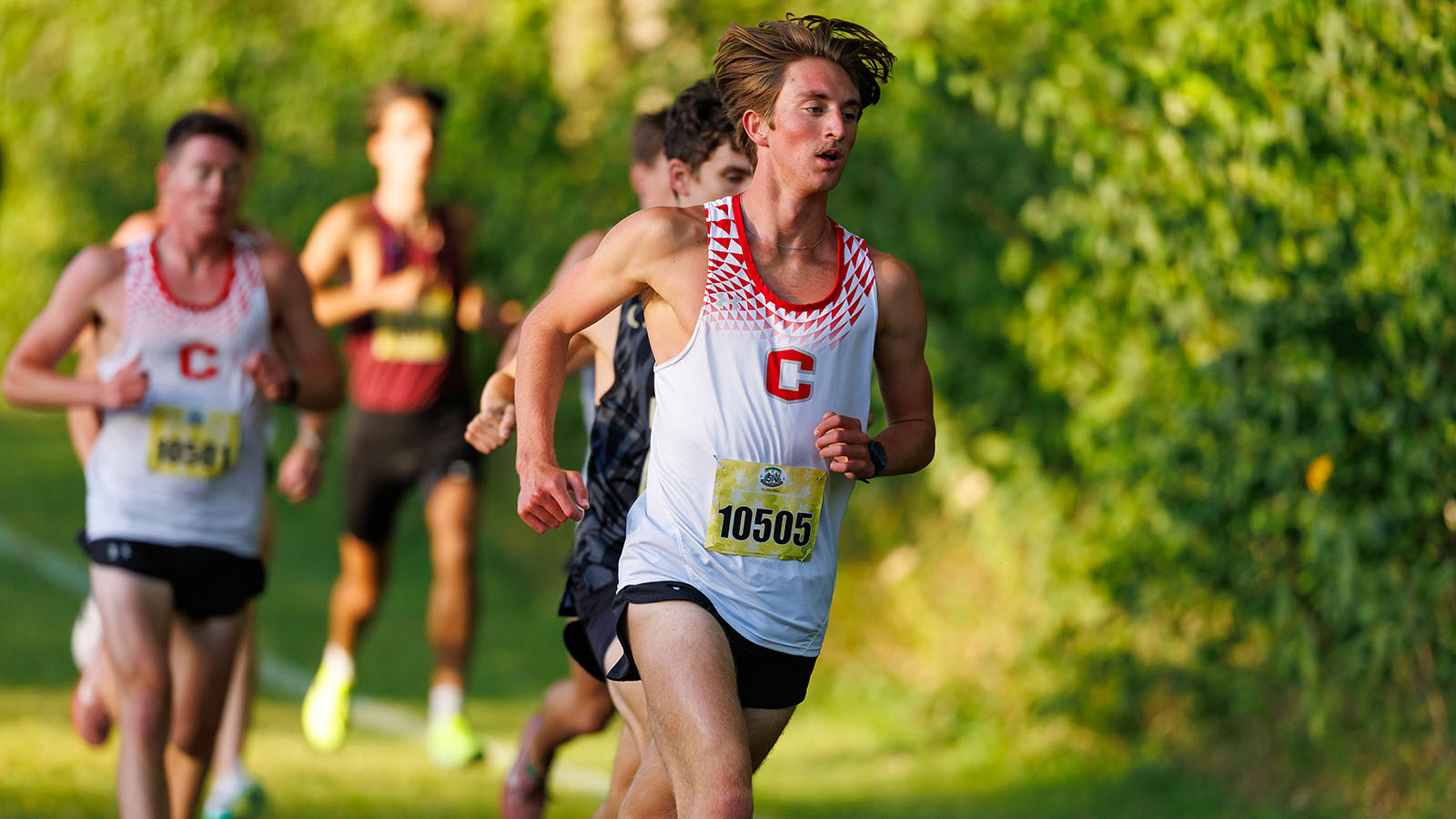 Jack Brown runs a curve near the trees