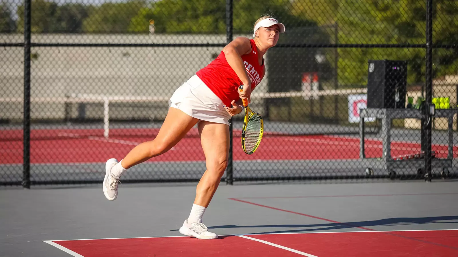 Lauren Gano follows through on a serve