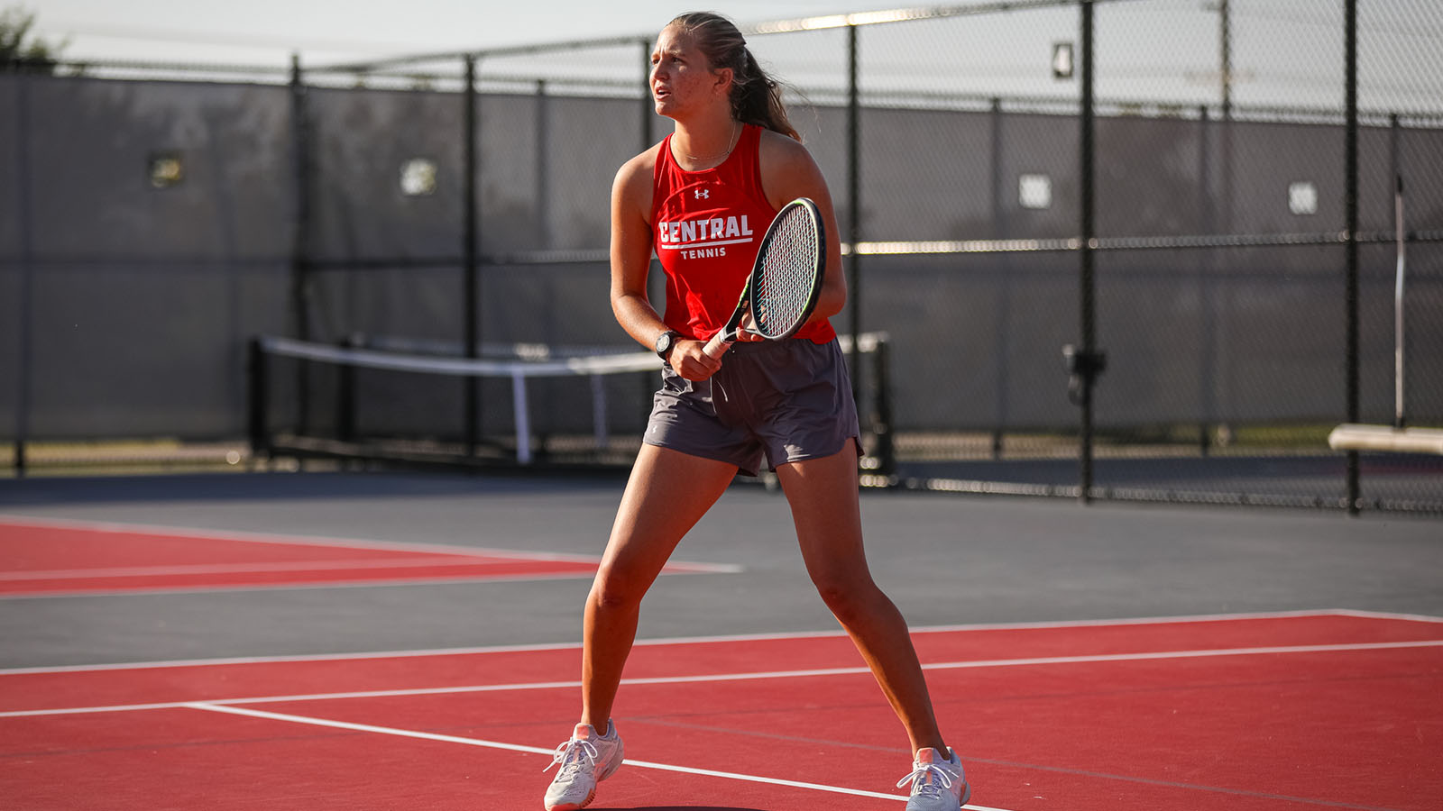 Madi Whalen awaits a serve