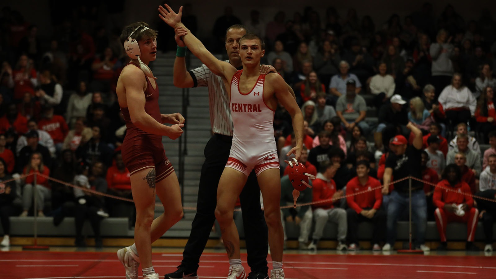 Carter West hand raised in victory