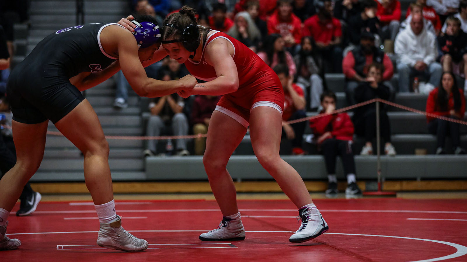 Dakota Cornell wrestles in the center of the mat