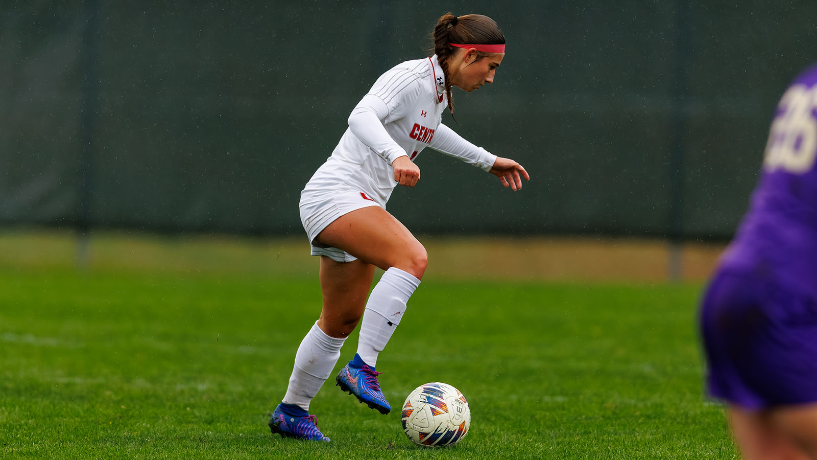 Kylie Bloomstrom with the ball at her feet