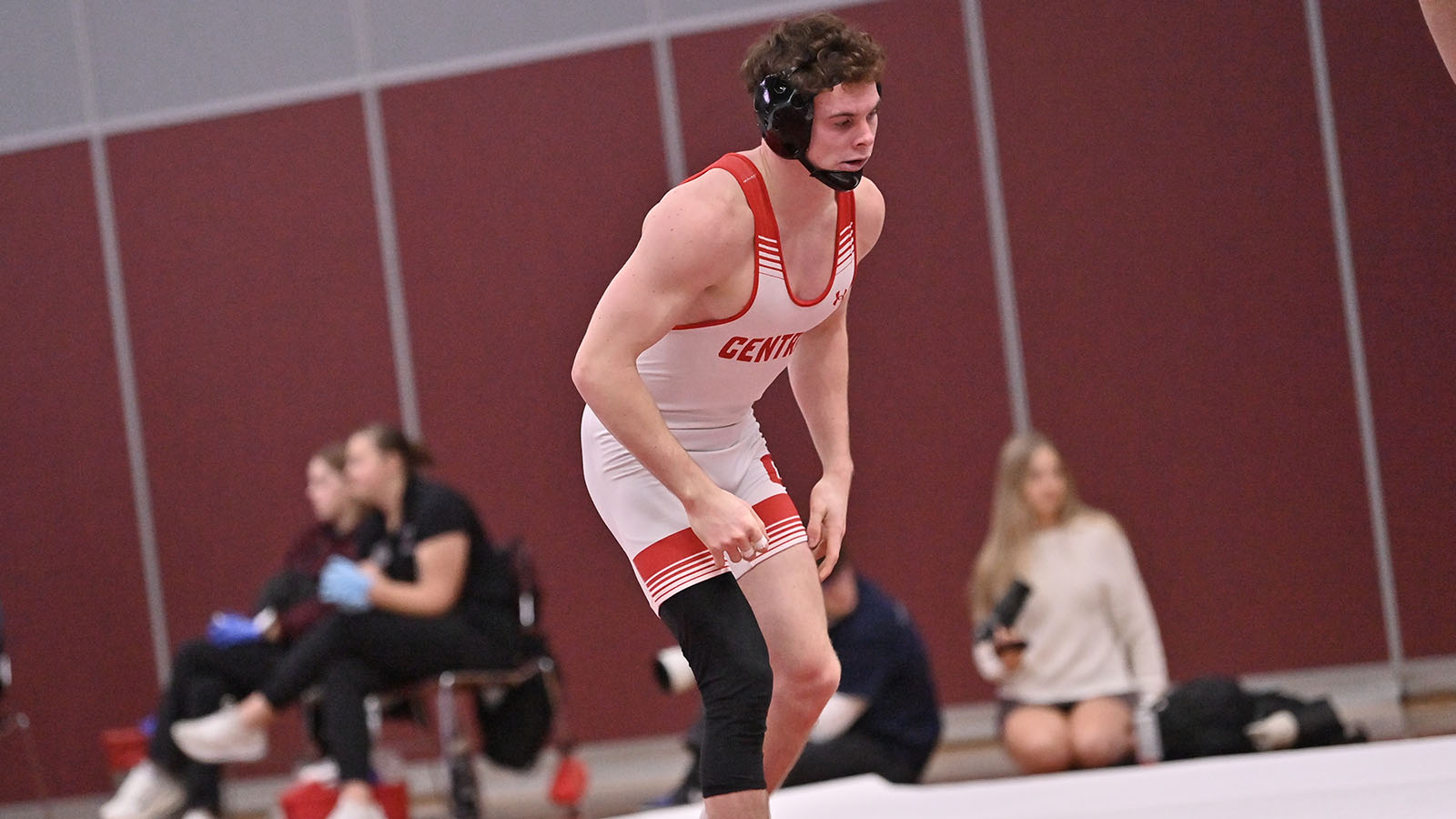 Cade Siebrecht sizes up his La Crosse opponent