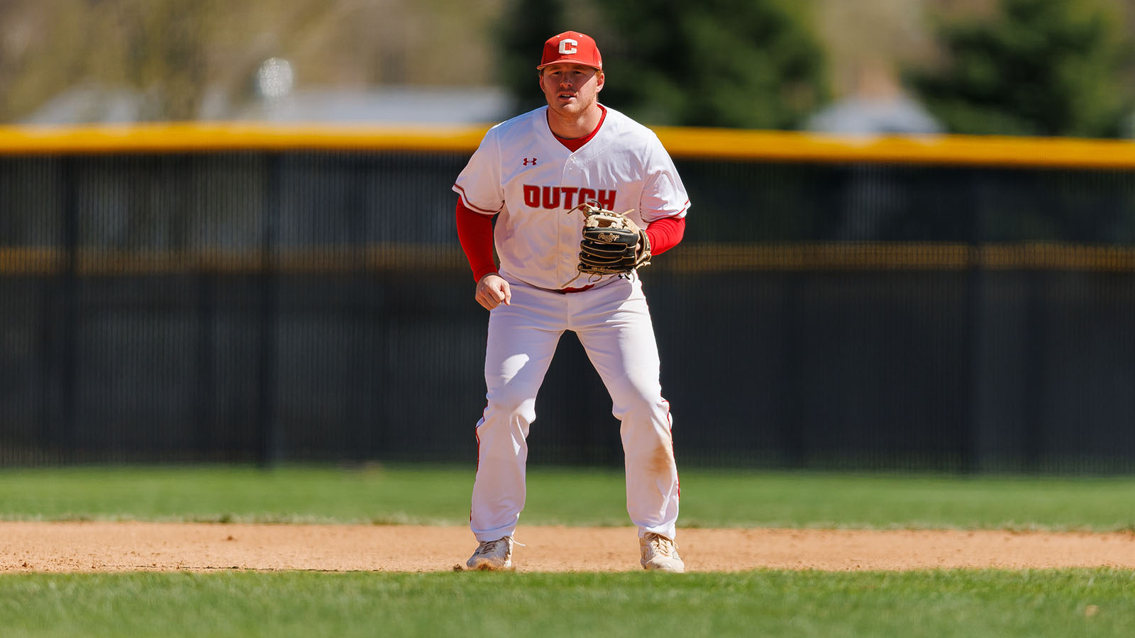Brayden Sawyer ready on defense at third base