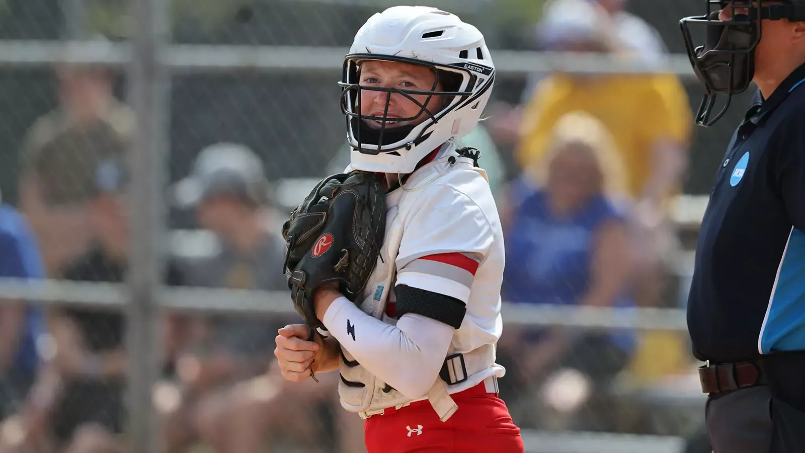 Rylee Dunkin looks into the dugout