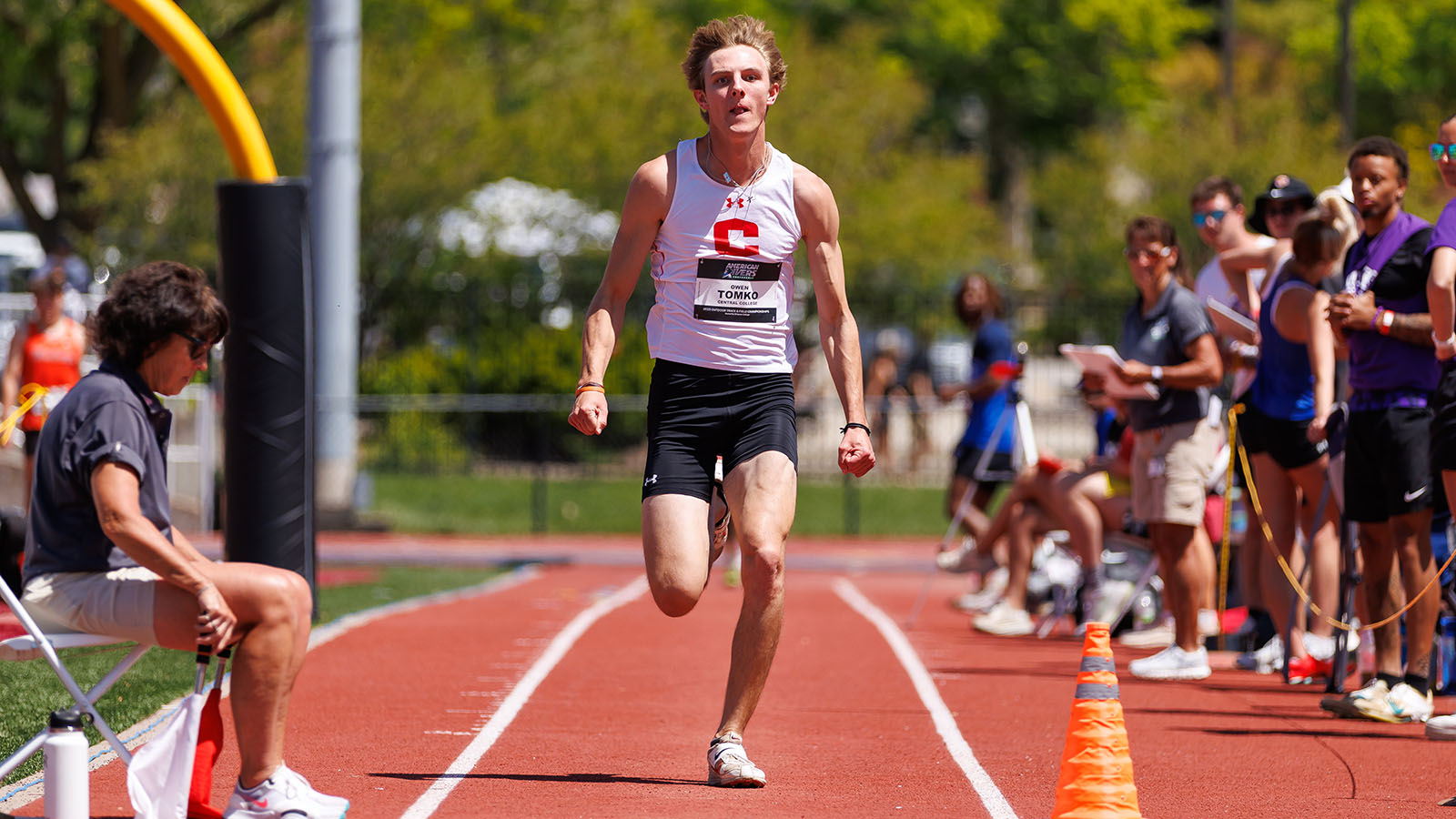 Owen Tomko comes down long jump runway