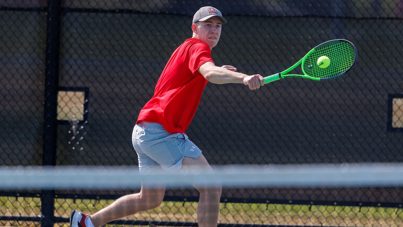 Gavin Jablonski temporary action shot men's tennis home tournament