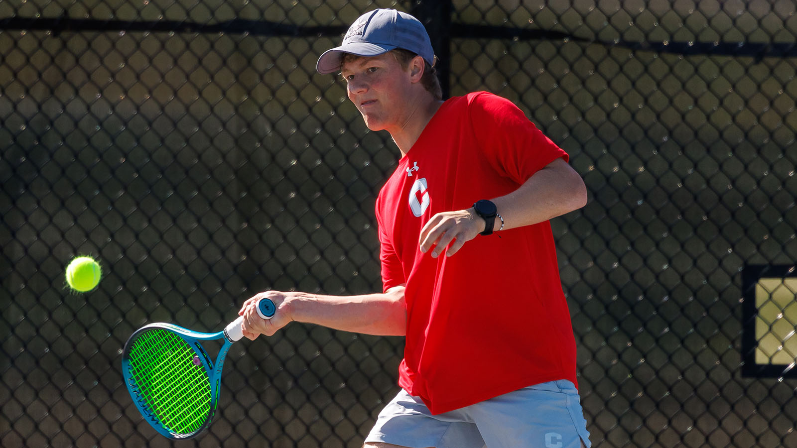 Alex Slaymaker ready to hit a forehand
